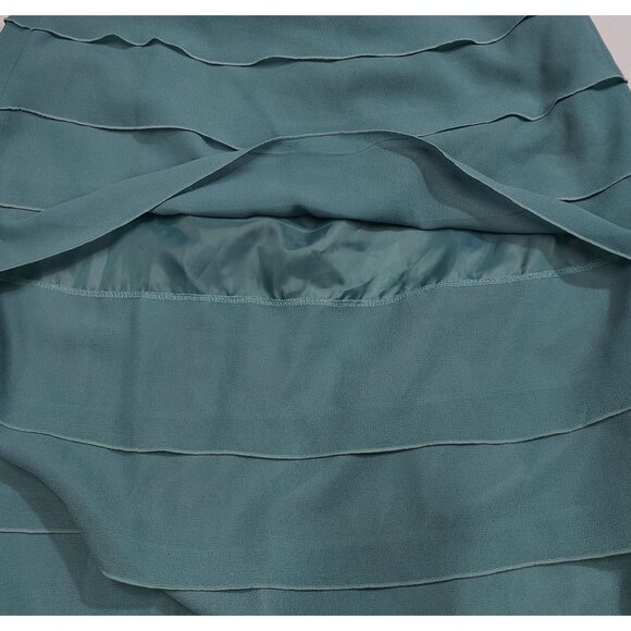 Teal Polyester Layered Skirt Womens 14W - Picture 4 of 5